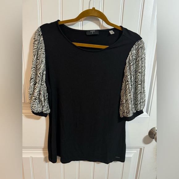 Tahari Black and White Zebra Sleeve Blouse - Picture 2 of 7